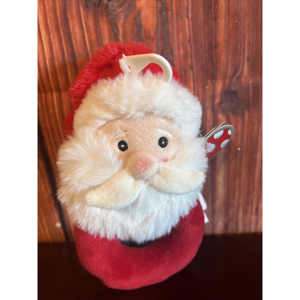 Bearington Babys 1st Christmas Bear Mini Plush Soft Rattle Ring Stuffed Santa